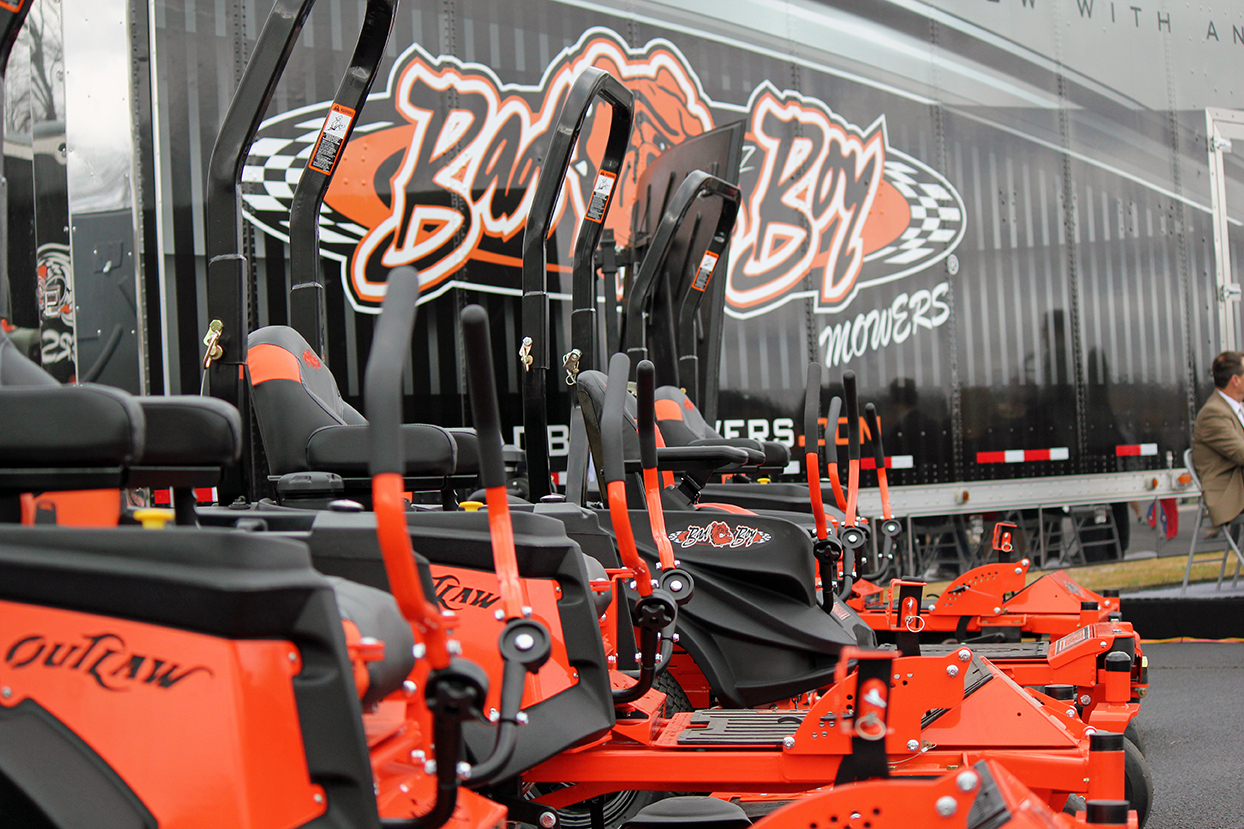 Mowers are lined up for the announcement that Bad Boy Mowers would spend $7.8 million to expand operations in Batesville and bring its total employment to 750. The expansion consists of a new 68,000-square-foot property on 10 acres near the company’s million-square-foot facility.