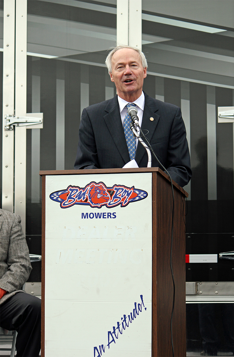 Arkansas Governor Asa Hutchinson spoke at Bad Boy’s expansion announcement in December 2015. The expansion was prompted by increased demand for the company’s products and creation of a new division.