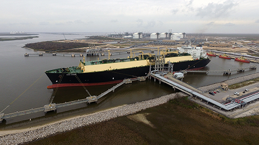 In the fall quarter, Houston-based Cheniere Energy was given approval by federal regulators to export liquefied natural gas from a second plant at its Southwest Louisiana terminal. Pictured above is the facility on the Sabine Pass. 