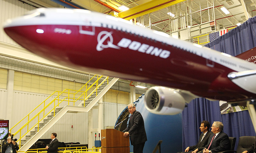 Boeing recently opened its new research and technology center in St. Louis, where a staff of 700 will develop advanced technologies. Missouri’s Gov. Jay Nixon is shown here speaking to Boeing guests at a previous announcement.