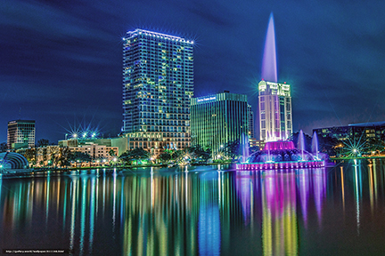 Florida is on track to grow by a net of 400,000 people this year. Pictured is downtown Orlando. 