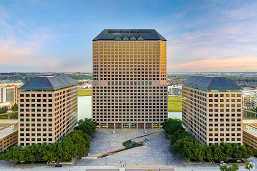 The Towers at Williams Square near Lake Carolyn in Irving, Texas, home to Caterpillar's office in the Dallas-Fort Worth area, became the company's global headquarters in 2022. The company had been based in Illinois for nearly a century.
