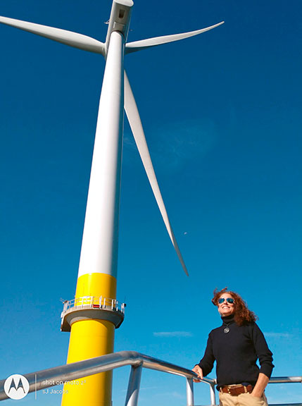 Author Shelly Jacobs made the two-hour boat trip for a closer look at Dominion Energy’s offshore wind farm. 