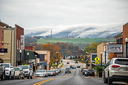 A rural community is defined as one with 50,000 residents or less. Shown here is Waynesboro, Va., population 22,500.